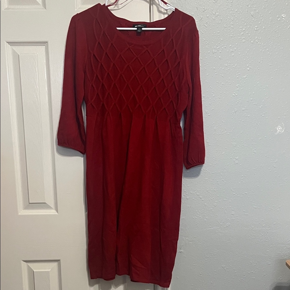 Alyx Women's Long Sleeve Textured Red Dress